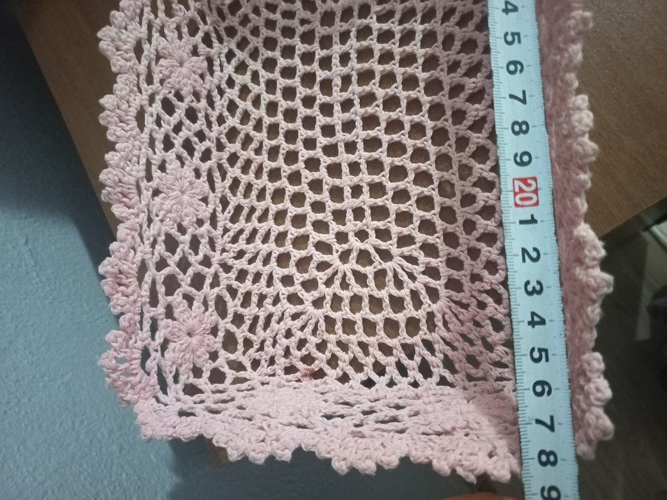 Pembe Vintage El Örgüsü Sepet - Görsel 5