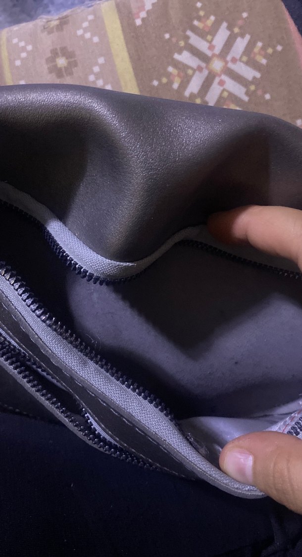 Gri Deri Biker Kadın Çapraz Çanta - Görsel 3