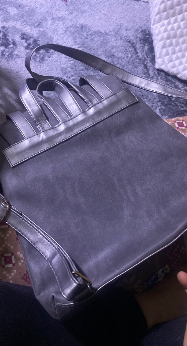 Gri Süet Kadın Sırt Çantası - Görsel 2