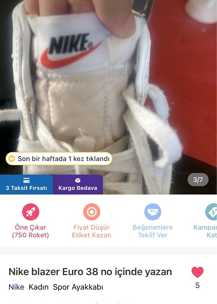 Nike blazer 38 numara - Görsel 2