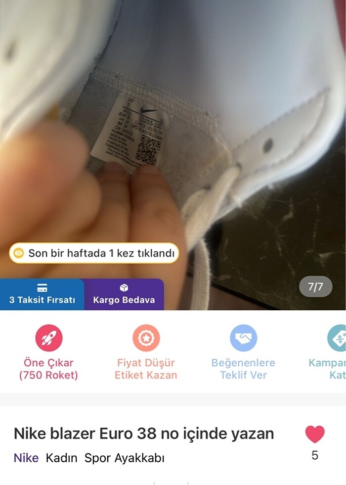 Nike blazer 38 numara - Görsel 3