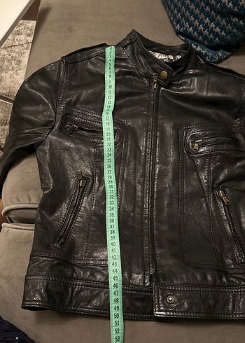Hakiki deri ceket siyah - Görsel 9