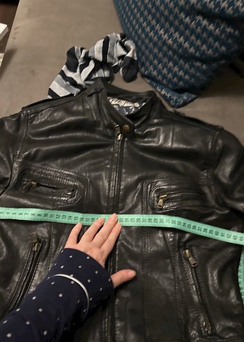 Hakiki deri ceket siyah - Görsel 8