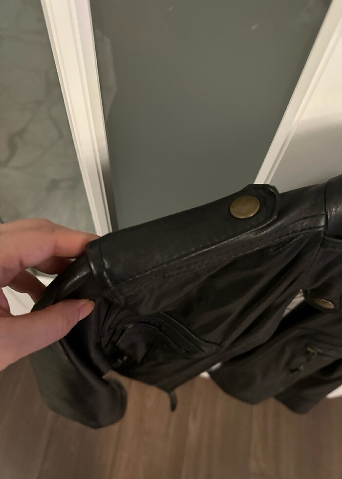 Hakiki deri ceket siyah - Görsel 4