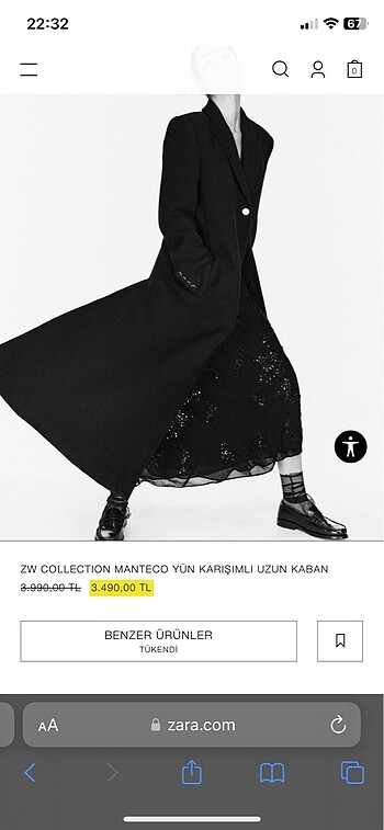 ZARA BELDEN OTURTMALI KABAN