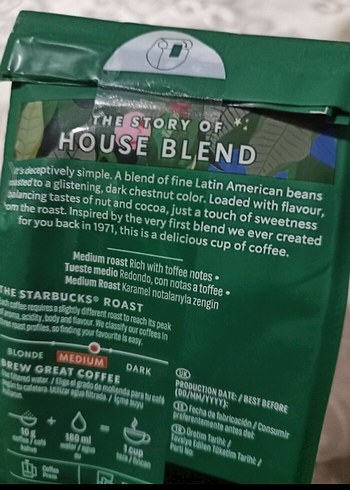 Beden Starbucks House Blend Orta Kavrulmuş Öğütülmüş Kahve