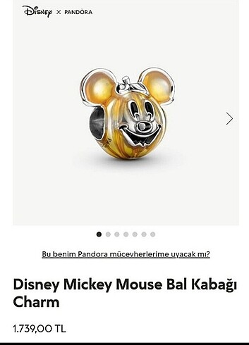 Pandora Mickey bal kabağı charm