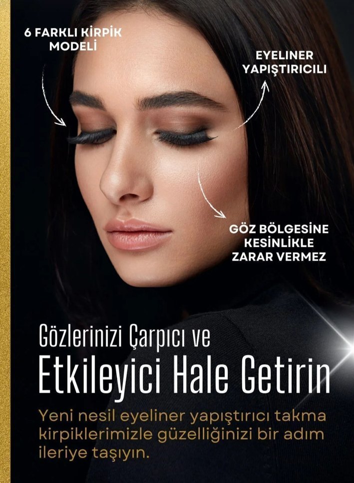 Sıfır 6 Farklı Kirpik ve 2 Sihirli Eyeliner Seti - Görsel 4