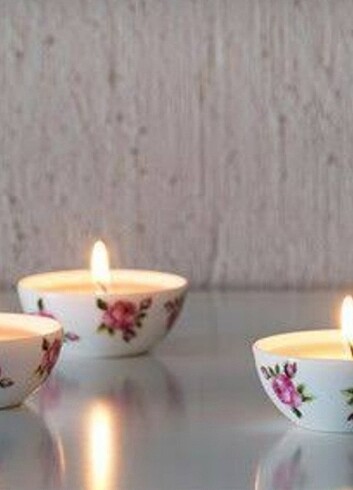 Ikea drömlik dekoratif kaseli 3lu mum