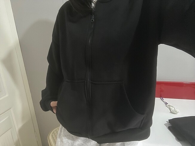 Diğer Siyah oversize pamuklu hırka