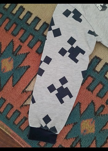 Minecraft Baskılı Gri Erkek çocuk Sweatshirt - Görsel 5