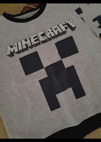 Minecraft Baskılı Gri Erkek çocuk Sweatshirt - Görsel 3
