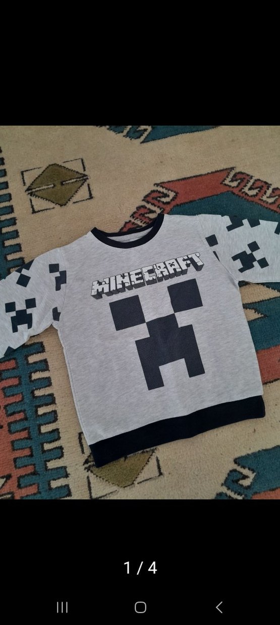 Minecraft Baskılı Gri Erkek çocuk Sweatshirt - Görsel 2