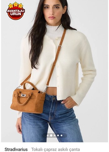 Stradivarius Stradivarius Taba Süet Tokalı Kadın Çanta