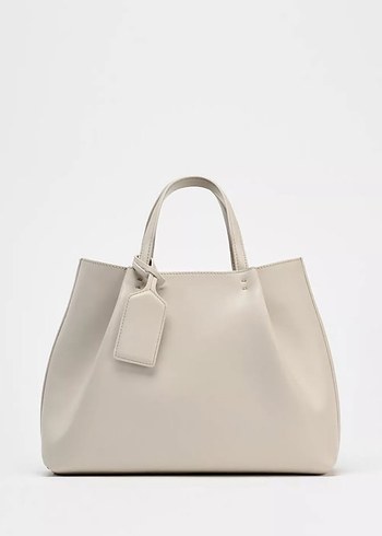 ZARA BEYAZ TOTE ÇANTA ETİKETLİ - Görsel 3