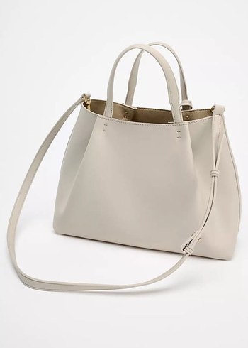 ZARA BEYAZ TOTE ÇANTA ETİKETLİ - Görsel 5