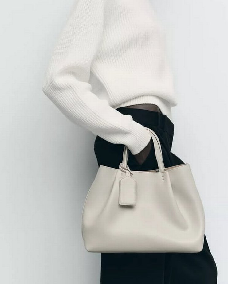 ZARA BEYAZ TOTE ÇANTA ETİKETLİ - Görsel 2