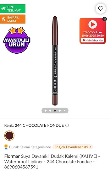 Flormar Waterproof Lipliner Dudak kalemi 244
