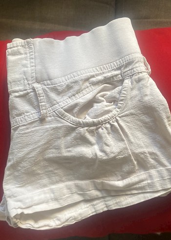 Düğmeli Beyaz Keten Mini Şort - Görsel 6