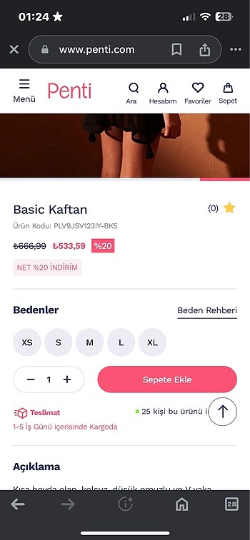 s Beden siyah Renk Penti kaftan