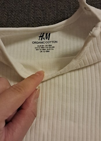 H&M Uzun Kollu Beyaz Bebek Çıtçıtlı Body