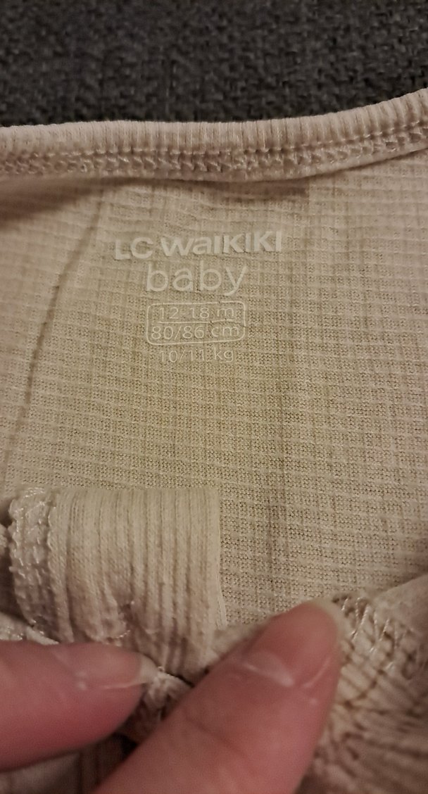 yaka Düğmeli Bej Bebek çıtçıtlı Tulum - Görsel 2