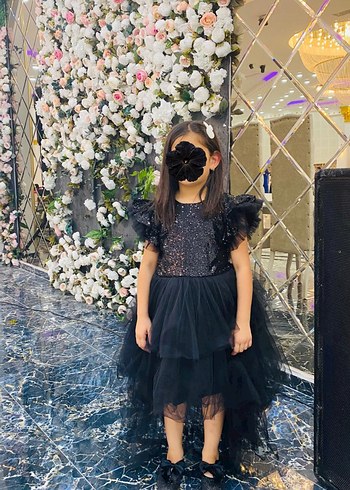 Fırfırlı Siyah Çocuk Elbisesi - Görsel 3