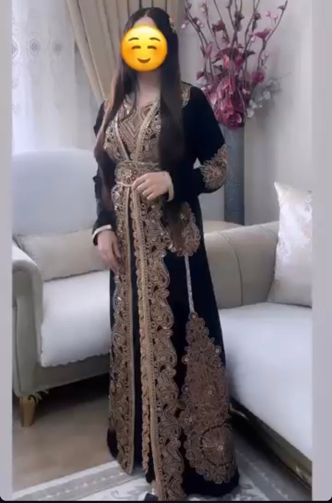 Uzun Kollu Siyah İşlemeli Hint Elbisesi - Görsel 2