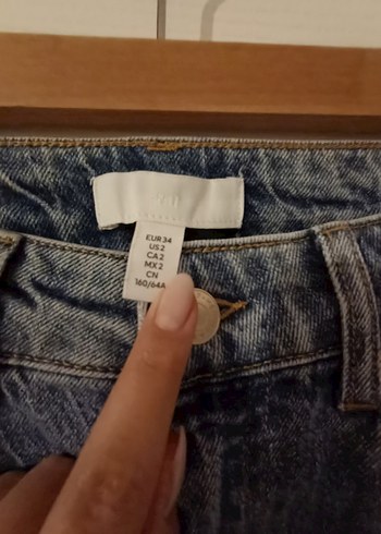 34 Beden Mavi H&M marka, wide leg jean