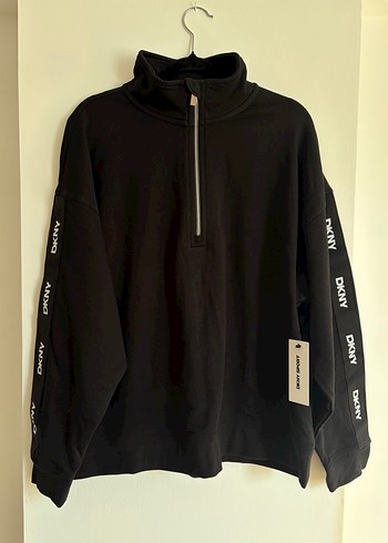 DKNY Siyah Yarim Fermuarli Oversize Sweatshirt