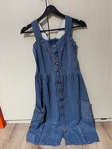 Zara Mavi Çizgili Elbise Zara Mango