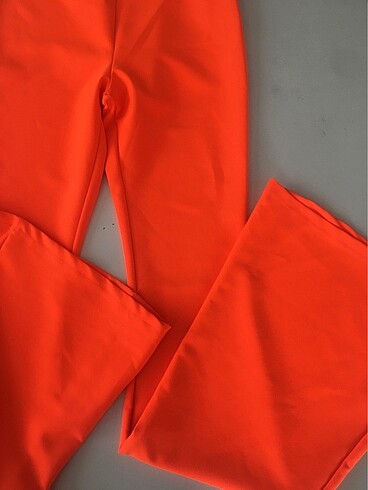 m Beden turuncu Renk İspanyol paça pantolon carse esnek kumaş