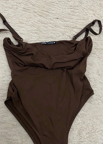 Zara Kahverengi İnce Askılı Kadın body - Görsel 2