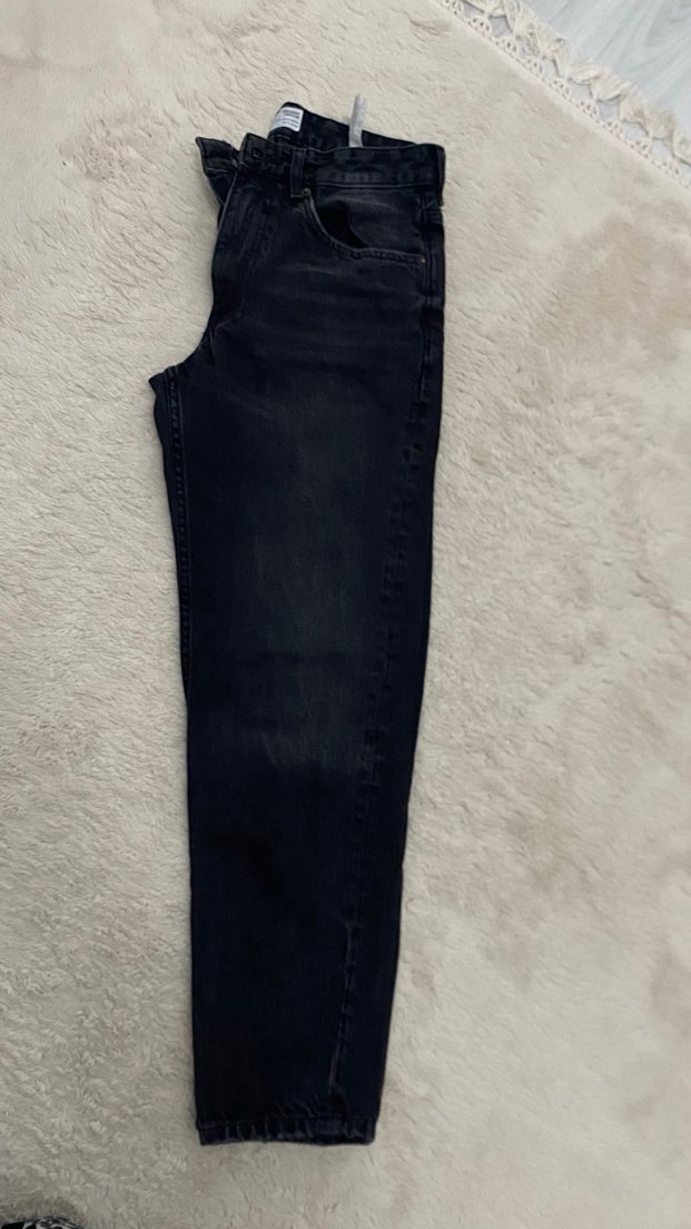 Siyah Erkek Bershka Denim Pantolon Straight - Görsel 2