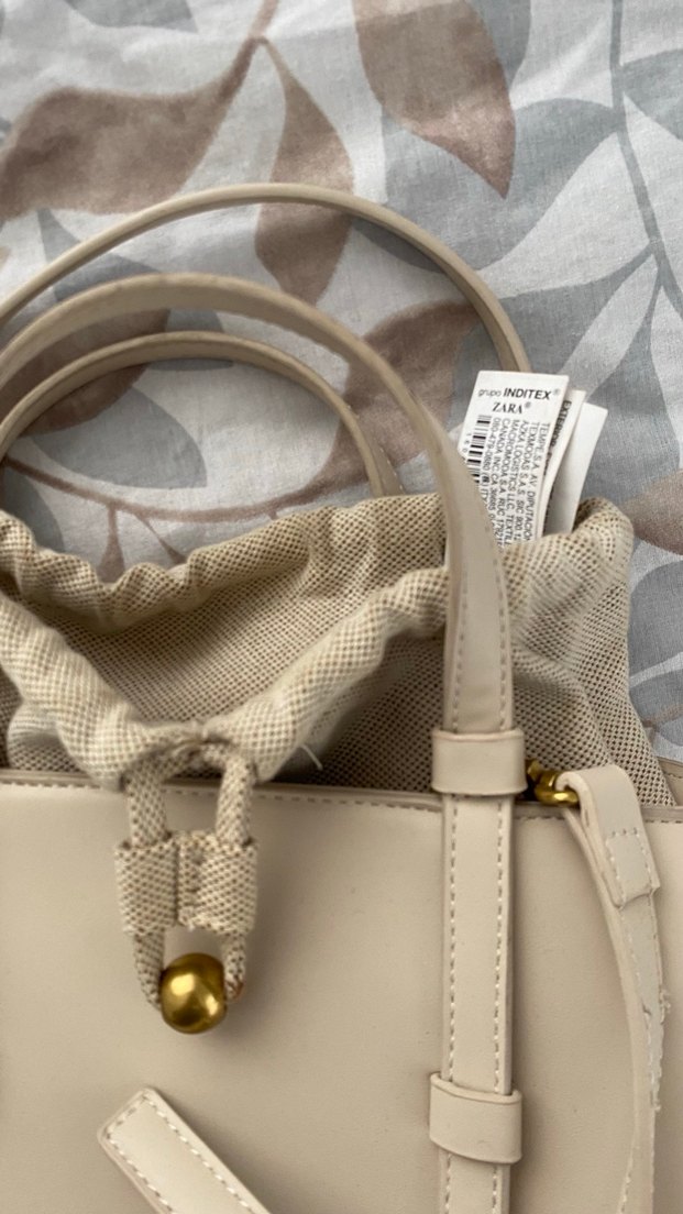 Zara Bej Deri Kadın Omuz Çantası - Görsel 4