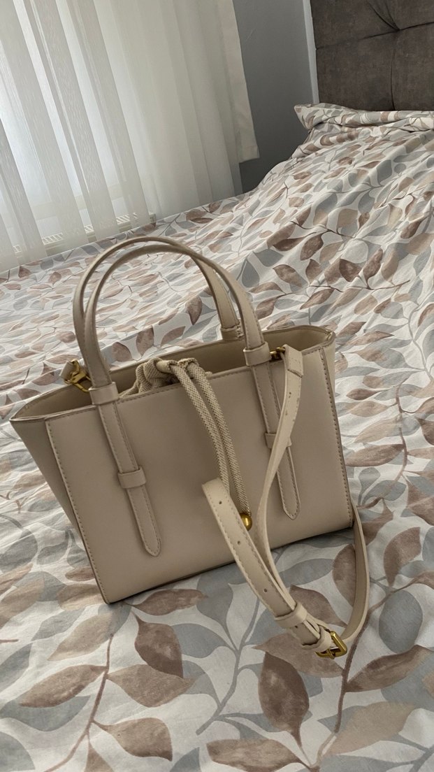 Zara Bej Deri Kadın Omuz Çantası - Görsel 2