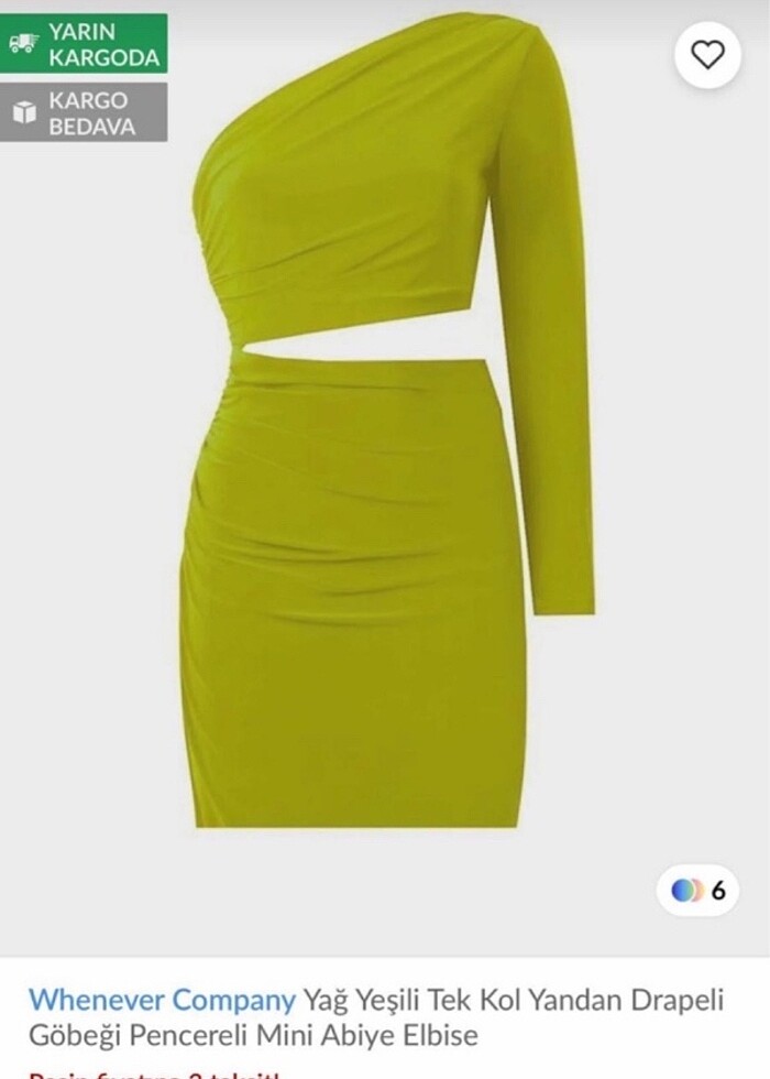 FISTIK YEŞİLİ GÖBEK AÇIK TEK OMUZLU KISA ELBİSE - Görsel 3