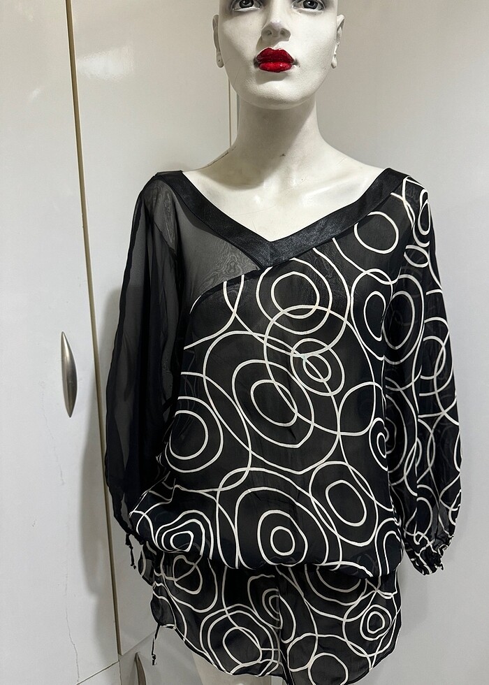 VİVİD 0 VİSKON ÇOK AŞIRI TARZ JİFON BLUZ - Görsel 2