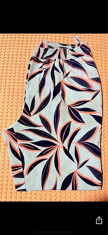 M&S BASKILI BELİ LASTİKLİ YANLARDAN CEPLİ SİGARET PANTOLON - Görsel 10