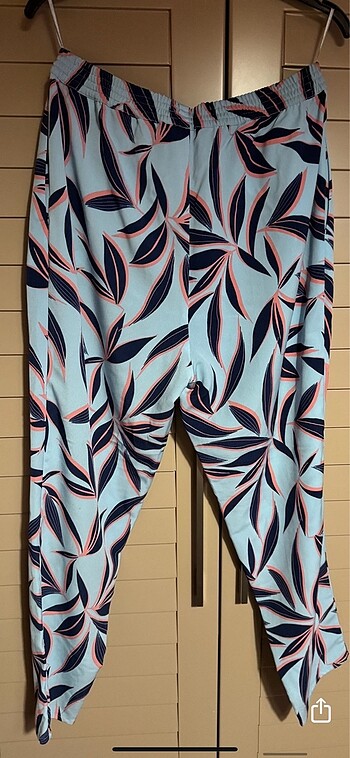 M&S BASKILI BELİ LASTİKLİ YANLARDAN CEPLİ SİGARET PANTOLON - Görsel 9