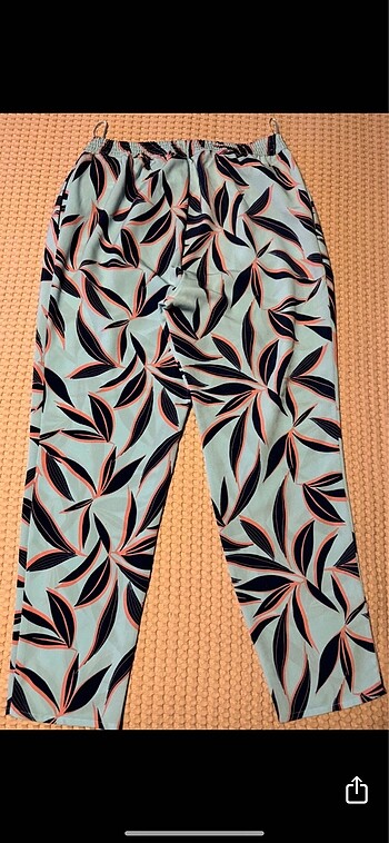 M&S BASKILI BELİ LASTİKLİ YANLARDAN CEPLİ SİGARET PANTOLON - Görsel 12