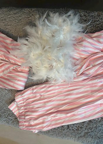 Pembe Çizgili Midi Rahat Kadın Pijama Takımı - Görsel 5