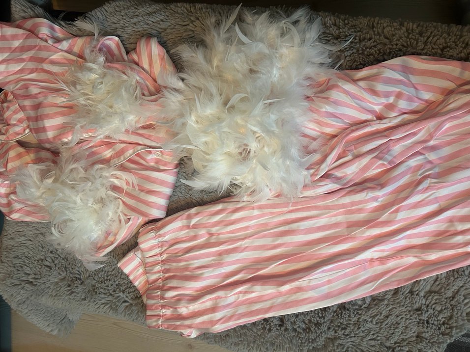 Pembe Çizgili Midi Rahat Kadın Pijama Takımı - Görsel 3