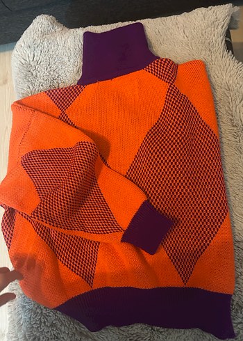 Renkli Örgü Mini Kadın Kazak - Görsel 2