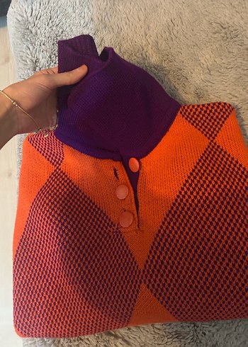 Renkli Örgü Mini Kadın Kazak - Görsel 3