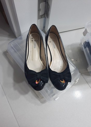 Siyah Fiyonklu  babet  Kadın Ayakkabı rugan - Görsel 6