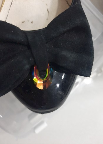 Siyah Fiyonklu  babet  Kadın Ayakkabı rugan - Görsel 2