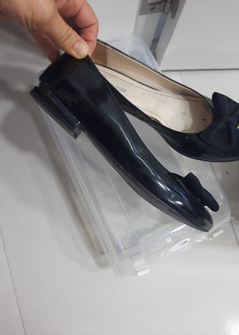 Siyah Fiyonklu  babet  Kadın Ayakkabı rugan - Görsel 5