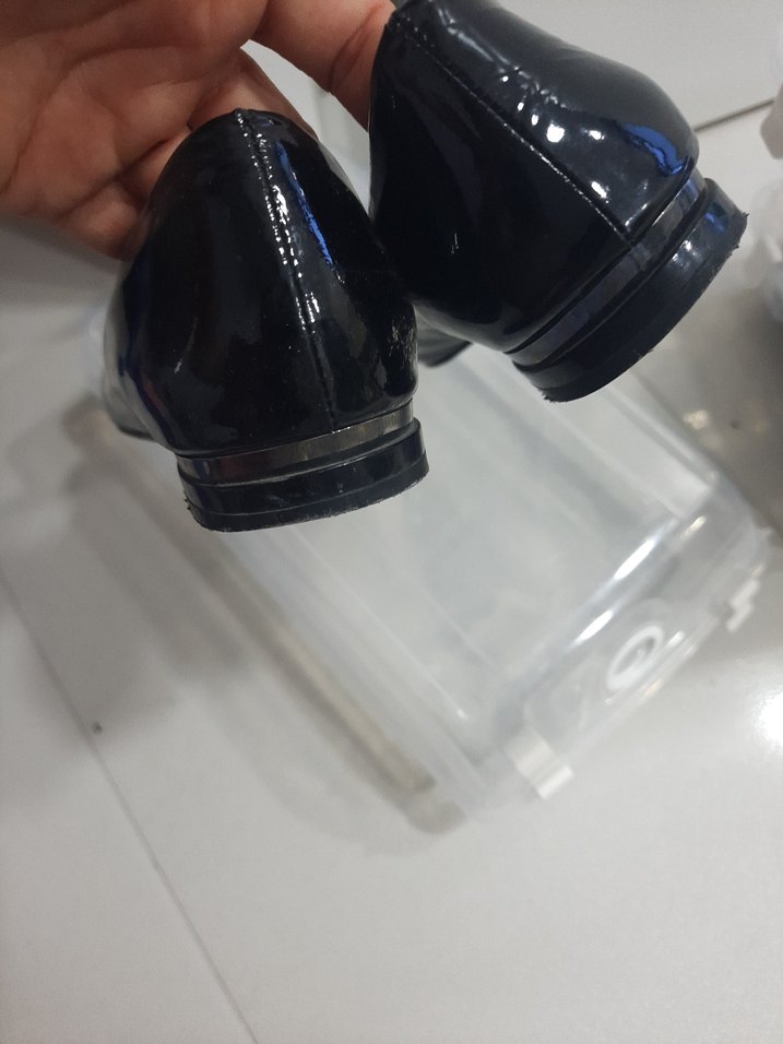 Siyah Fiyonklu  babet  Kadın Ayakkabı rugan - Görsel 4