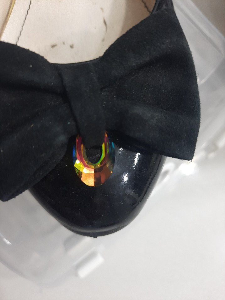 Siyah Fiyonklu  babet  Kadın Ayakkabı rugan - Görsel 2